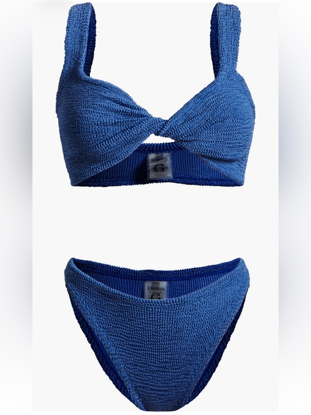 Hunza G Royal Blue Textured Knot Bikini Set